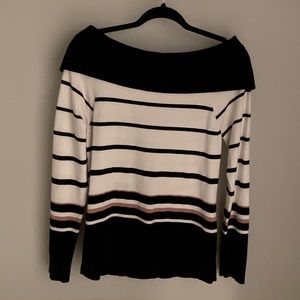 White House Black Market Off the Shoulder Striped Sweater Size Medium